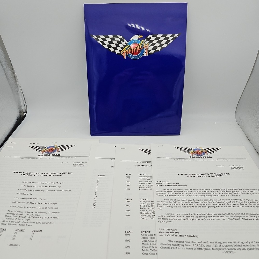 Vintage Nascar Press Kit Family Channel Racing Team‎ Ted Musgrave Media Guide